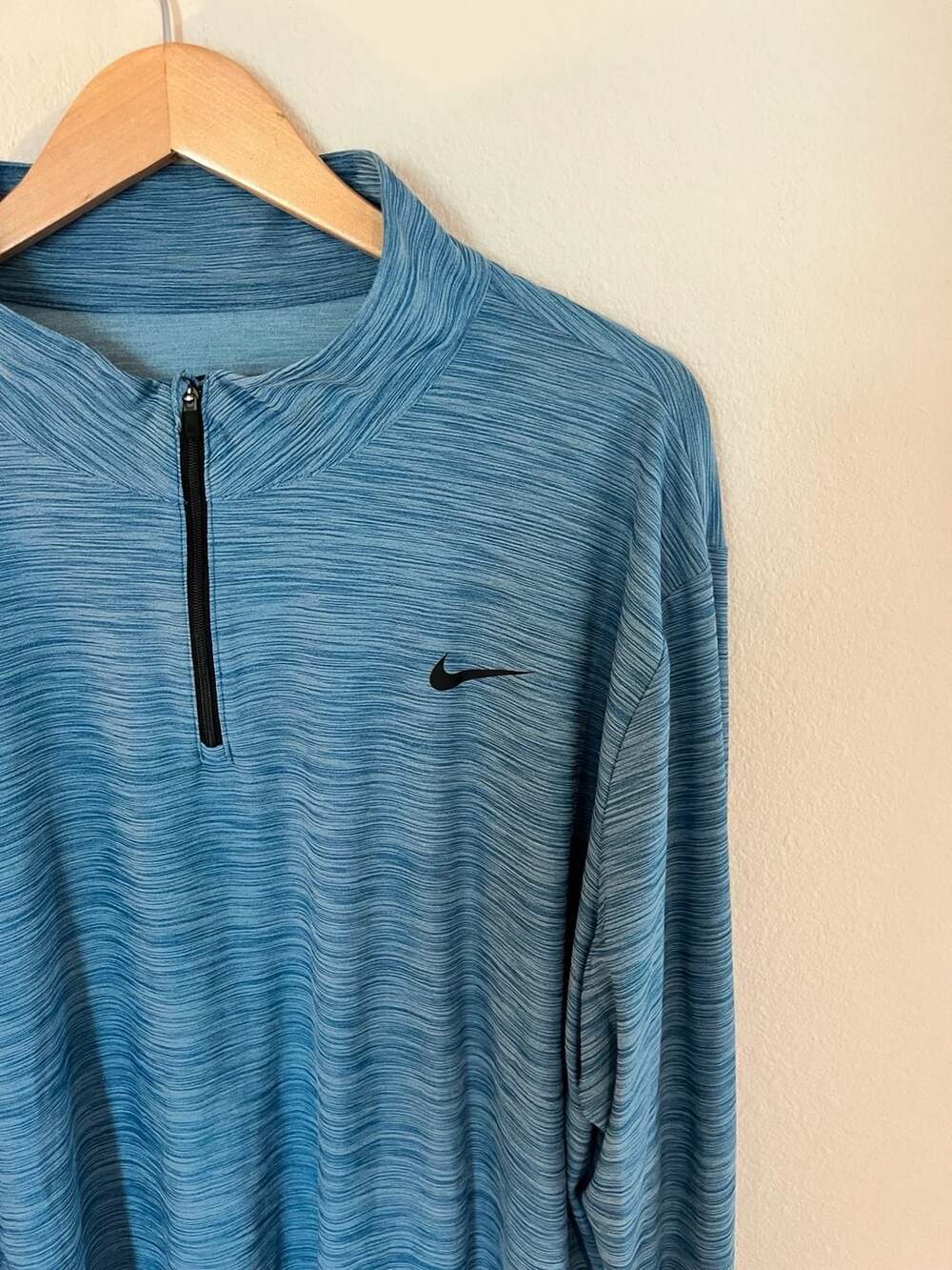 Nike Dri-Fit, 2XL 1/4 Zip Pullover, Blue, Athletic Long Sleeve, Leightweight